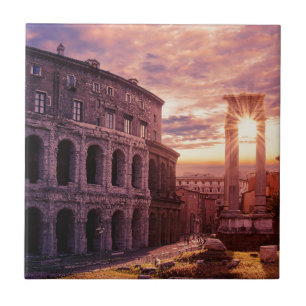 Sunset over Rome Colosseum in Rome Ceramic Tile