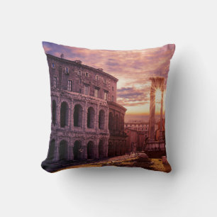 Sunset over Rome Colosseum in Rome Cushion
