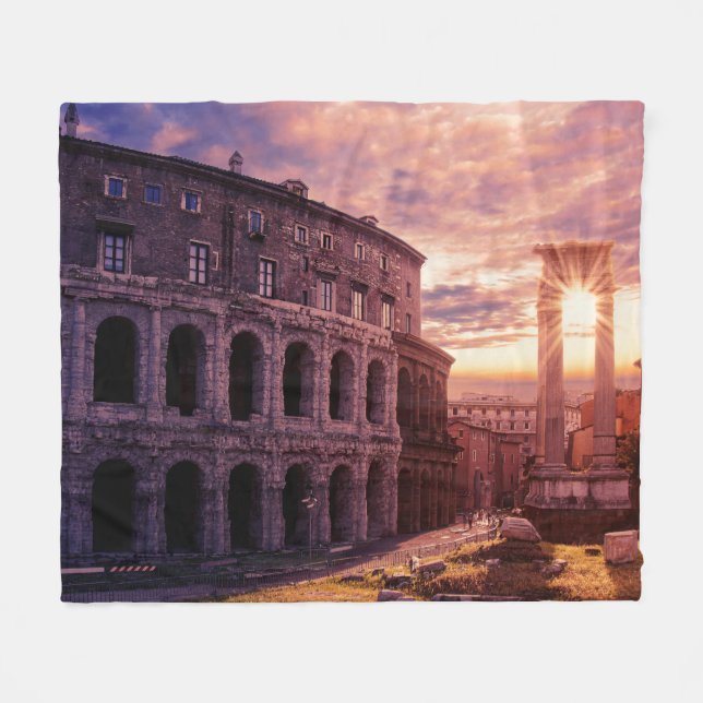Sunset over Rome Colosseum in Rome Fleece Blanket (Front (Horizontal))