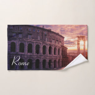 Sunset over Rome Colosseum in Rome Hand Towel