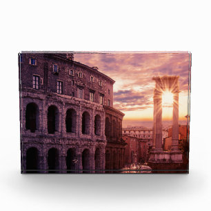 Sunset over Rome Colosseum in Rome Photo Block