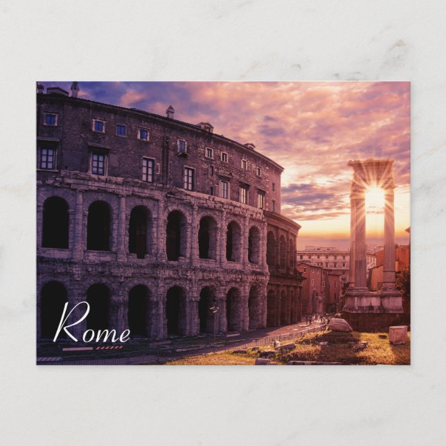 Sunset over Rome Colosseum in Rome Postcard (Front)