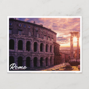 Sunset over Rome Colosseum in Rome Postcard
