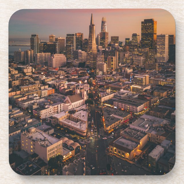 Sunset Over San Francisco Financial District Coaster (Front)