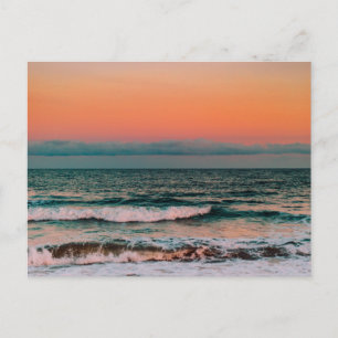 sunset over sea holiday postcard
