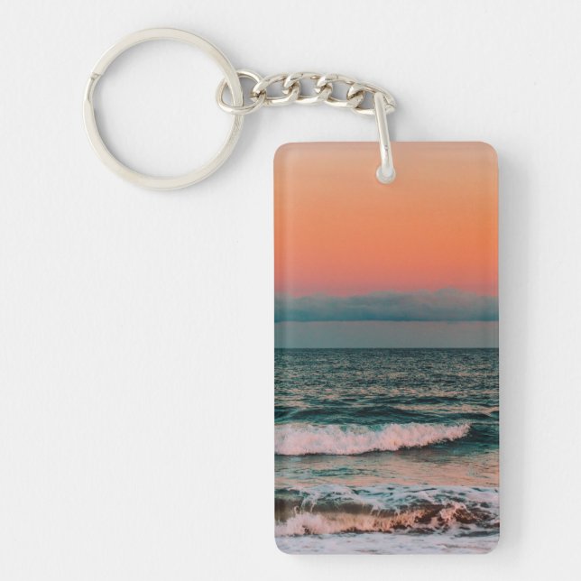 sunset over sea key ring (Front)