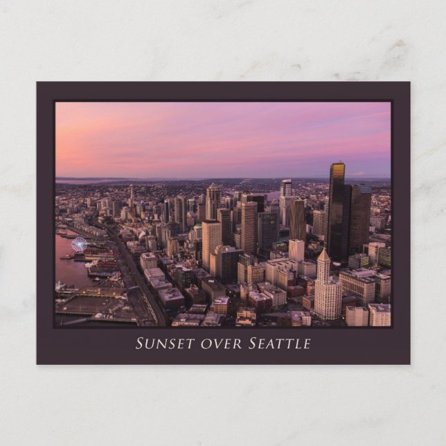 Sunset over Seattle Postcard (Front)
