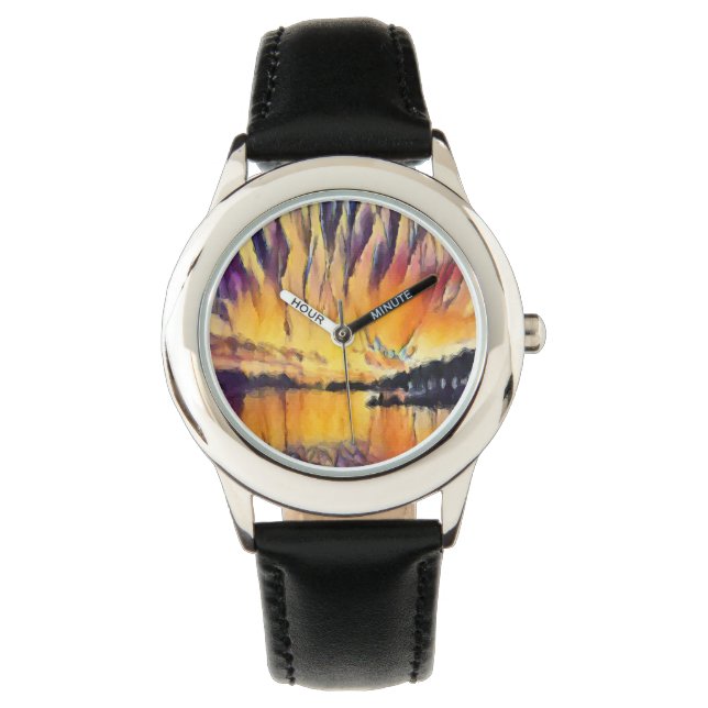 Sunset Over Slatine Croatia Seaside Art Watch (Front)