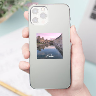 Sunset over small canal in Cospicua, Malta