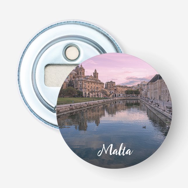 Sunset over small canal in Cospicua, Malta Bottle Opener (Front)