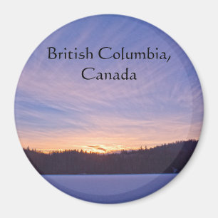 Sunset over Snow-covered Winter Lake & Trees Magnet