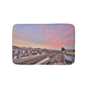 Sunset Over Spittelau, Vienna Austria Bath Mat