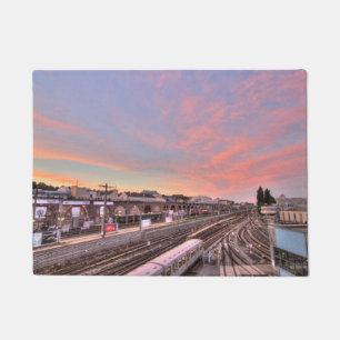 Sunset Over Spittelau, Vienna Austria Doormat