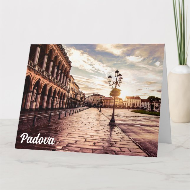 Sunset over square in Padova in Italy Card (Front)