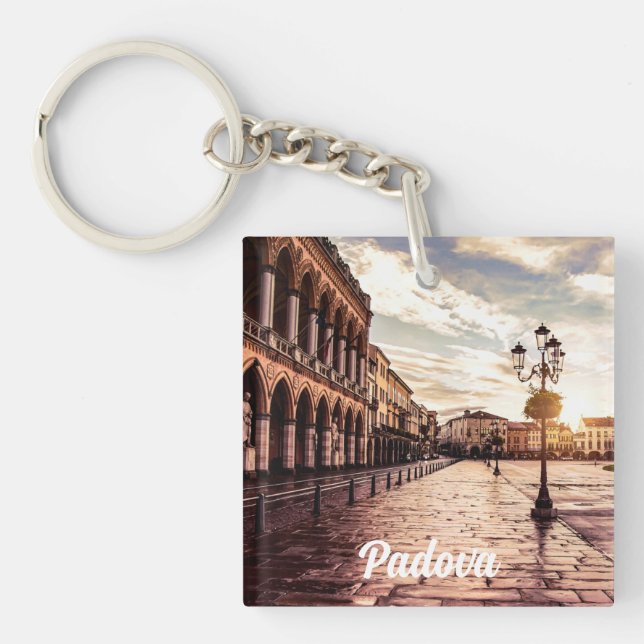 Sunset over square in Padova in Italy Key Ring (Front)