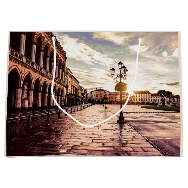 Sunset over square in Padova in Italy Large Gift Bag (Front)