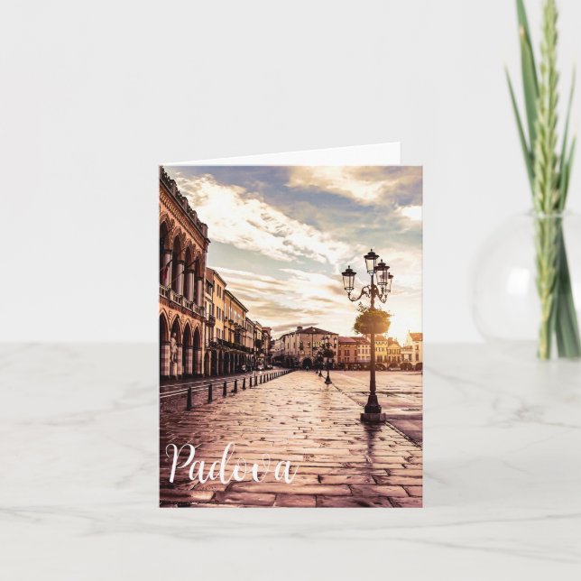 Sunset over square in Padova in Italy Note Card (Front)