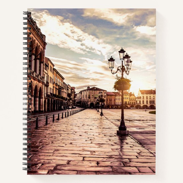 Sunset over square in Padova in Italy Notebook (Front)