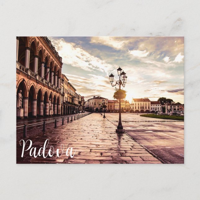 Sunset over square in Padova in Italy Postcard (Front)