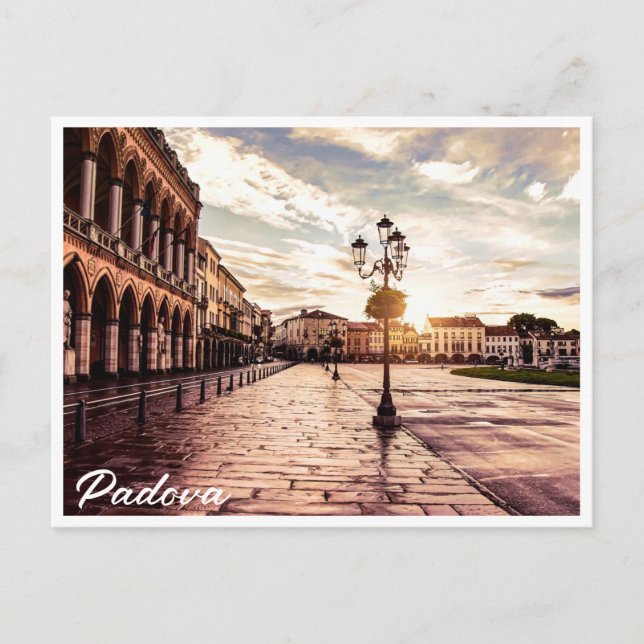 Sunset over square in Padova in Italy Postcard (Front)