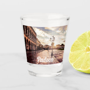 Sunset over square in Padova in Italy Shot Glass