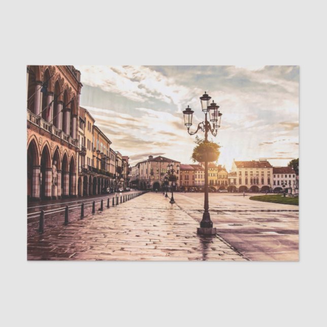 Sunset over square in Padova in Italy Tissue Paper (Front)