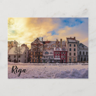 Sunset over street in Riga Postcard