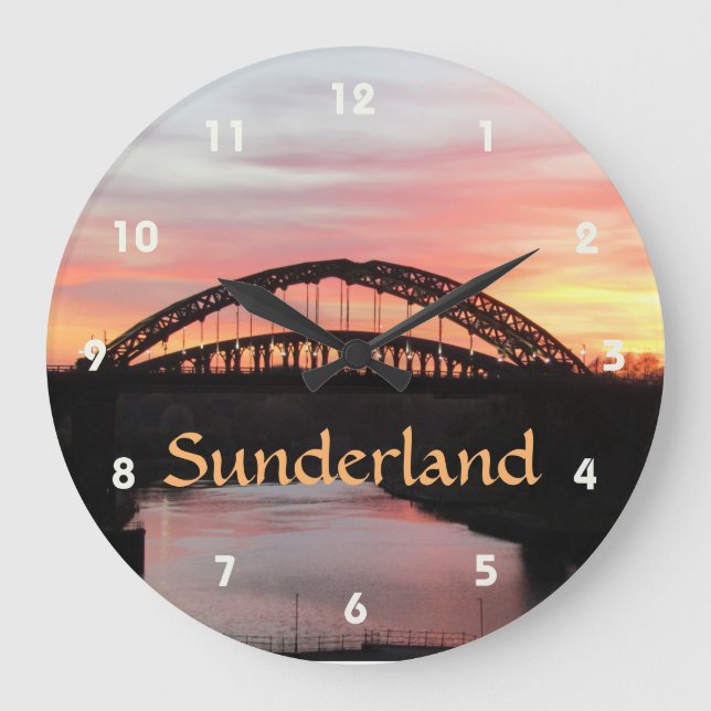Sunset over Sunderland Wearmouth Bridge Large Clock (Front)