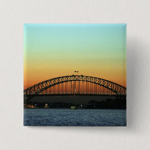 Sunset over Sydney Harbour Bridge, Australia 15 Cm Square Badge
