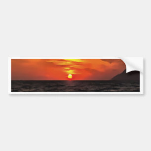 Sunset Over The Aegean Sea Landscape Painting Bumper Sticker
