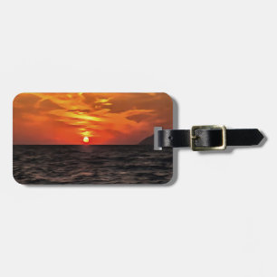 Sunset Over The Aegean Sea Landscape Painting Luggage Tag