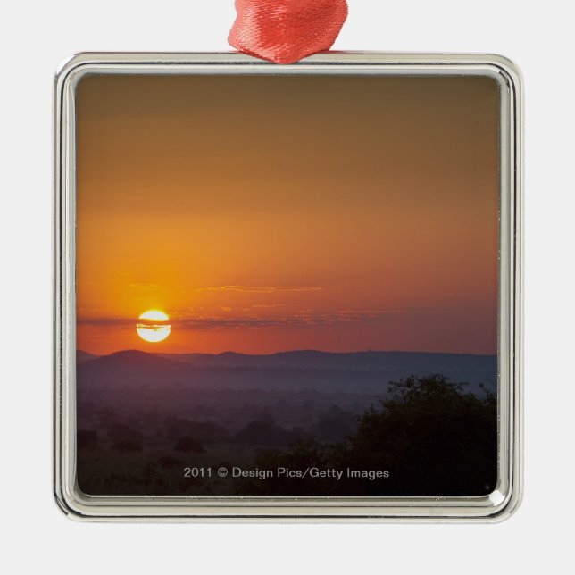 Sunset Over The African Landscape Metal Ornament (Front)