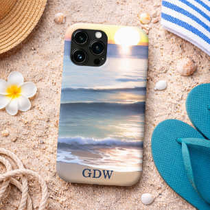 Sunset Over the Beach Monogram  iPhone 13 Pro Max Case
