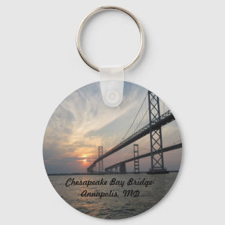 Sunset over the Chesapeake Bay Bridge Key Ring