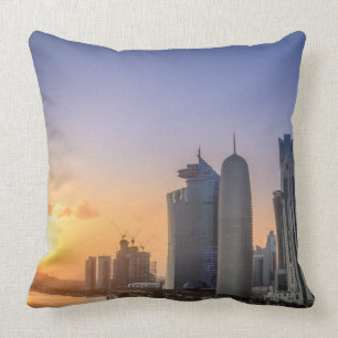Sunset over the city of Doha, Qatar Cushion