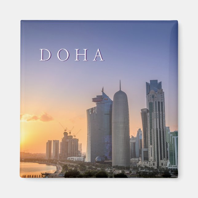 Sunset over the city of Doha, Qatar Magnet (Front)