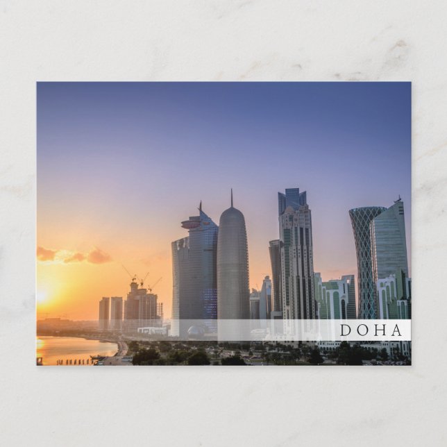 Sunset over the city of Doha, Qatar Postcard (Front)