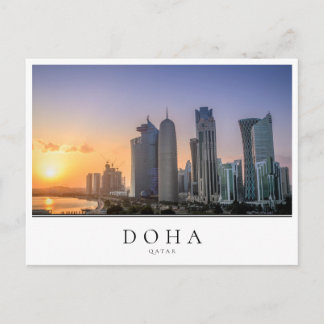 Sunset over the city of Doha, Qatar Postcard