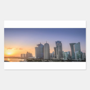 Sunset over the city of Doha, Qatar Rectangular Sticker