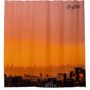 Sunset over the city shower curtain