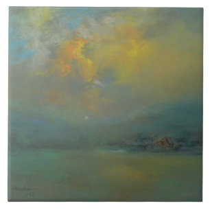 Sunset Over the Hills (by Glenn Cooper Henshaw) Ceramic Tile