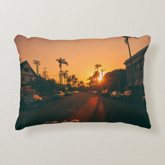 Sunset over the horizon decorative cushion (Front)