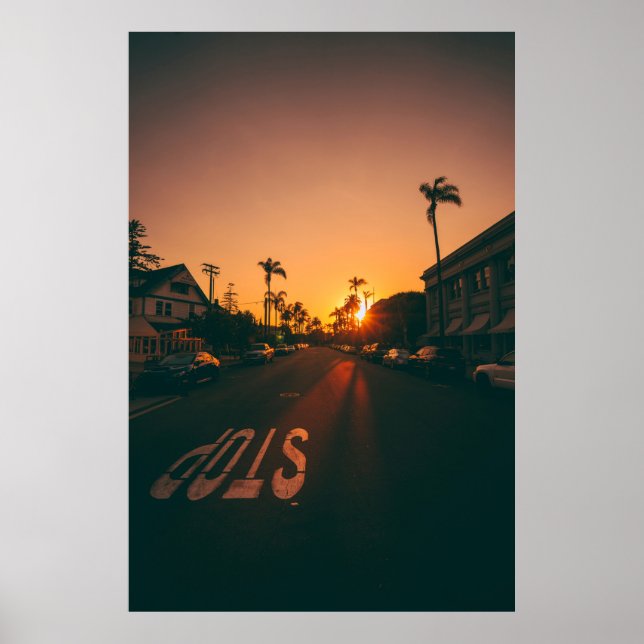 Sunset over the horizon poster (Front)
