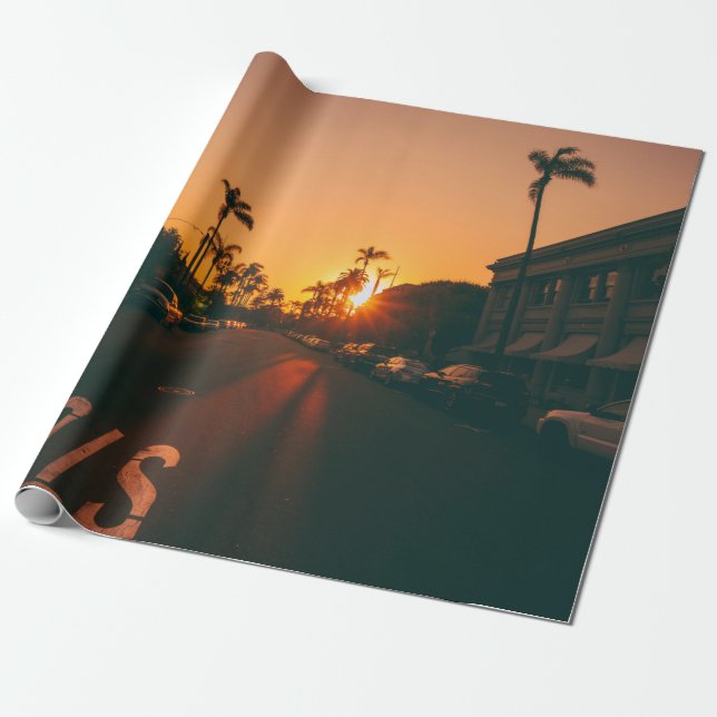 Sunset over the horizon wrapping paper (Unrolled)
