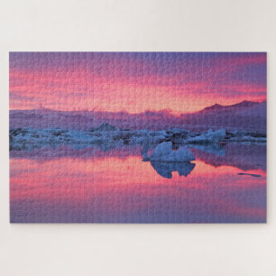 Sunset Over the Jokulsarlon Glacier Lagoon Jigsaw Puzzle