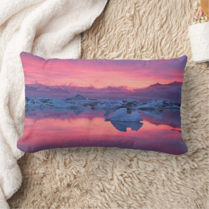 Sunset Over the Jokulsarlon Glacier Lagoon Lumbar Cushion