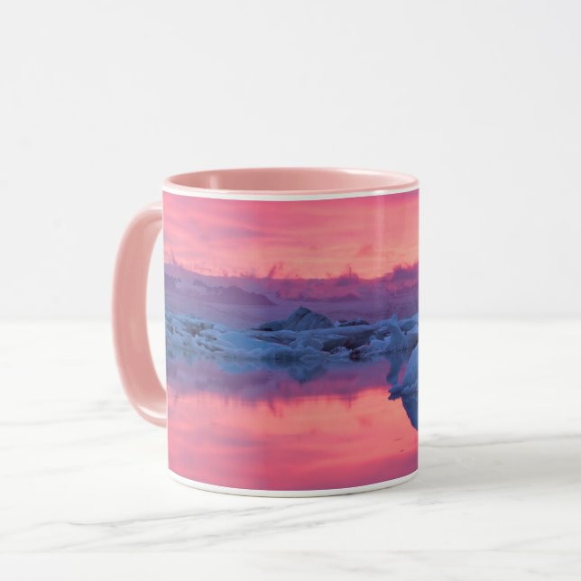 Sunset Over the Jokulsarlon Glacier Lagoon Mug (Front Left)