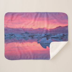 Sunset Over the Jokulsarlon Glacier Lagoon Sherpa Blanket