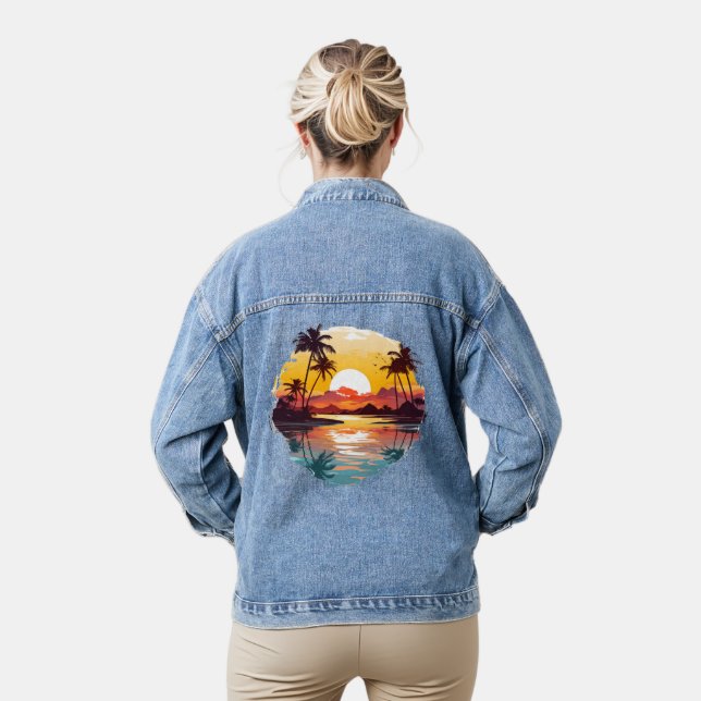 Sunset Over the Lagoon Denim Jacket (Model)