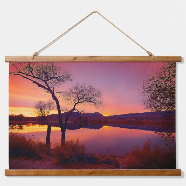 Sunset Over the Lake Hanging Tapestry (Front)